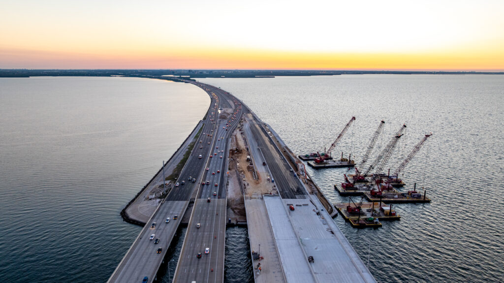 Aerial view of the Howard Frankland bridge
