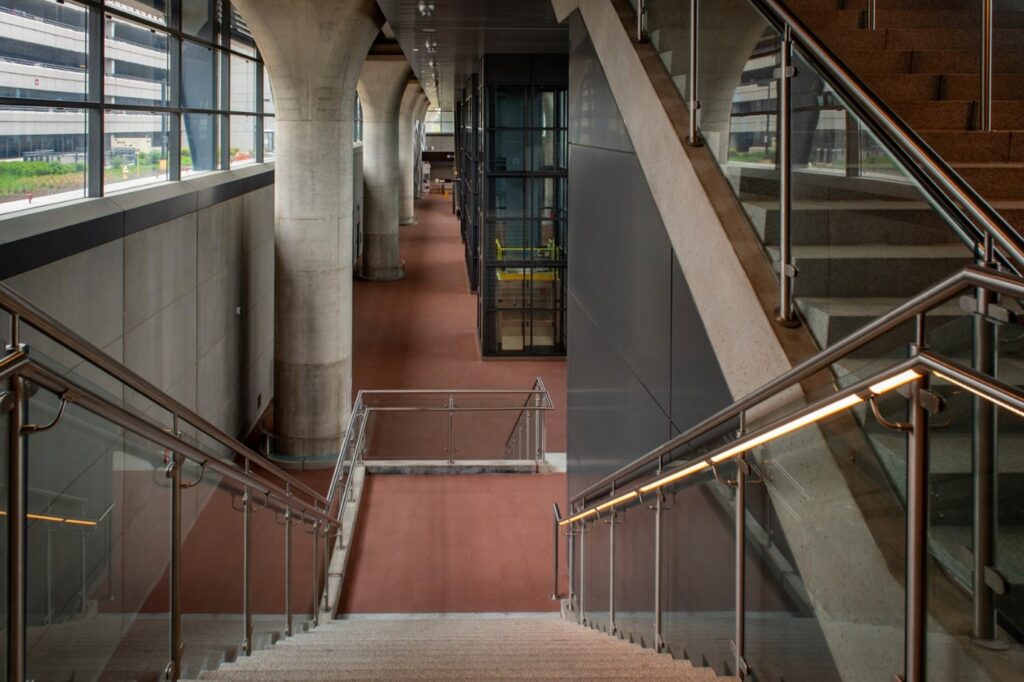 New staircase in the renovated Dulles Metrorail