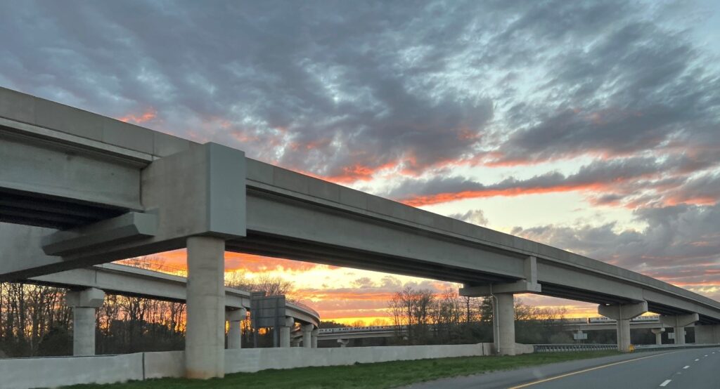 Sunset setting over the Dulles Metrorail